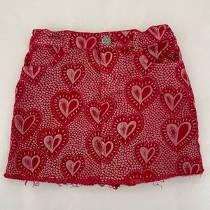 Girls Size 5 Paper Wings ❤️ Red Heart ♥️ Denim Skirt